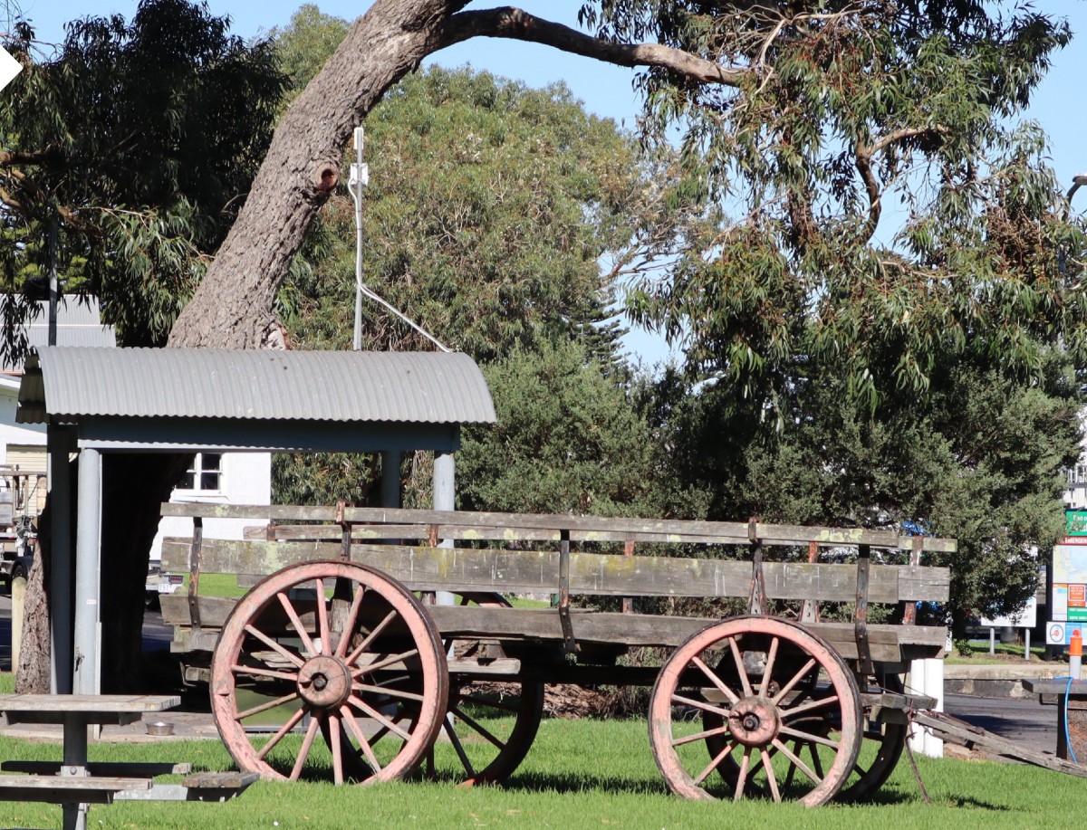 old bullock wagon in Charles Mills Park in port fairy